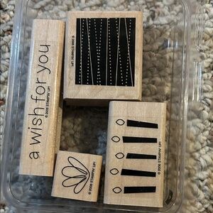 Stampin' Up! Wooden Stamp Set - Black Print on Natural Wood A wish for you.